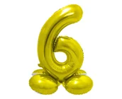 Balony i akcesoria - Godan Balon foliowy stojący cyfra 6 złota - 72 cm - 1 szt. CS-SZL6 - miniaturka - grafika 1