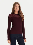 Swetry damskie - Morgan Sweter 252-MAMDO Bordowy Slim Fit - miniaturka - grafika 1