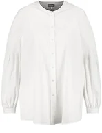 Bluzki damskie - Samoon Damska bluzka z rękawami balonowymi, długi rękaw, mankiety, bluzka z długim rękawem, jednokolorowa, biały, 44 - miniaturka - grafika 1