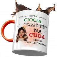 Kubki - Kubek Pomarańczowy Dla Cioci Ciotuni na Prezent z Nadrukiem ze Zdjęciem + Opakowanie na prezent (wzór 01) - miniaturka - grafika 1