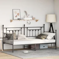 Łóżka - vidaXL Łóżka i ramy łóżek Czarny Metal 90 x 200 cm Trwała Rama łóżka - miniaturka - grafika 1