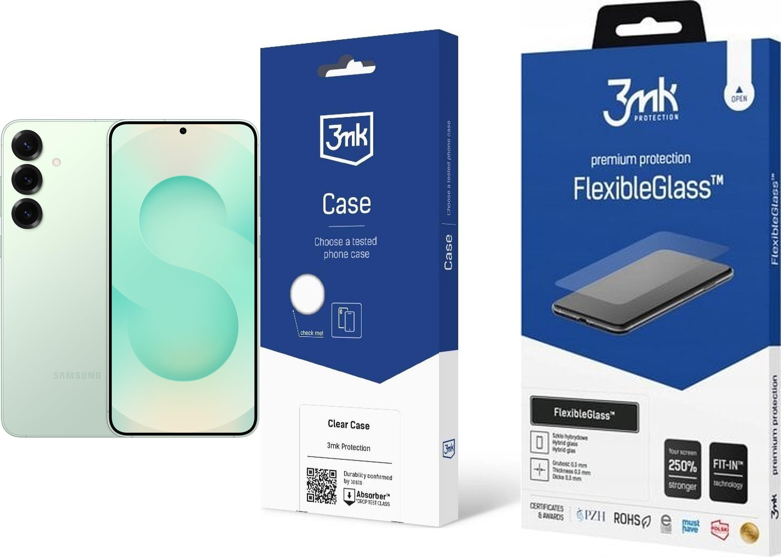 Smartfon Samsung Galaxy S25+ 5G 12/512GB Miętowy SM-S936BLG + Etui Clear Case + FlexibleGlass