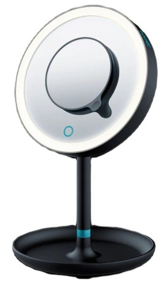 Beurer BS 45 makeup mirror, black 17.5 cm, with LED light and magnifying mirror, battery-operated