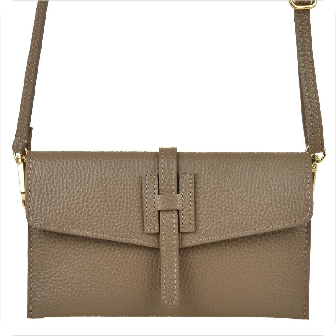 Vera Pelle mała skórzana listonoszka taupe brąz