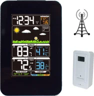 Stacje pogodowe - Stacja pogodowa, termometr wewnętrzny/zewnętrzny, monitor temperatury i wilgotności, budzik elektroniczny 12 h/24 h, zegar prognozy pogody - miniaturka - grafika 1