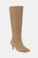 Kozaki damskie - Lauren Ralph Lauren kozaki zamszowe Mckay Tl Hl damskie kolor beżowy na szpilce 802967811001 - miniaturka - grafika 1