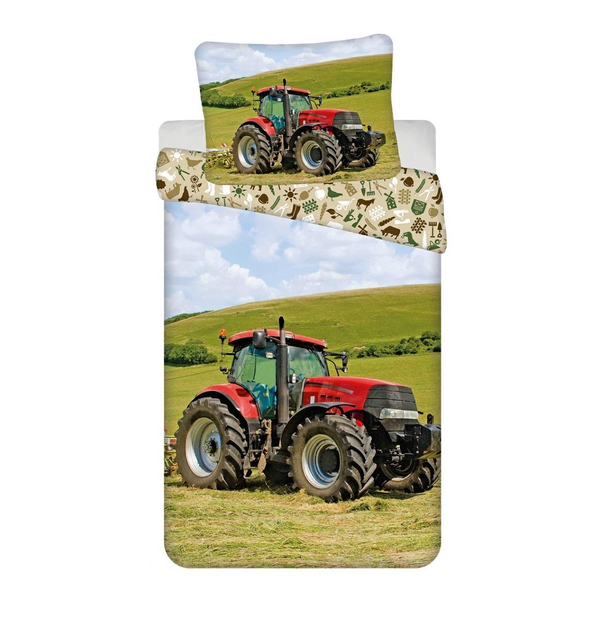 Pościel 140x200 Traktor czerwony poszewka 70x90