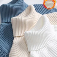 Swetry damskie - TEMU 3-pak Damskie swetry z wysokim dekoltem Eleganckie, jednokolorowe bluzy na jesień/zimę, zapewniające ciepło - miniaturka - grafika 1