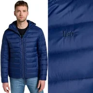 Kurtki męskie - Lee Puffer Jacket True Navy lekka granatowa kurtka puchowa z kapturem M - miniaturka - grafika 1