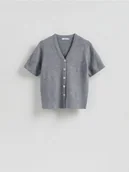 Swetry damskie - Reserved - Kardigan z dekoracyjnymi guzikami - szary - miniaturka - grafika 1