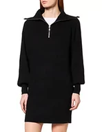 Sukienki - YAS Sukienka damska Yasdalma Ls Zip Knit Dress S, czarny, M - miniaturka - grafika 1