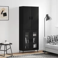 Witryny - vidaXL Witrynka, czarna, 69,5x34x180 cm, materiał drewnopochodny - miniaturka - grafika 1