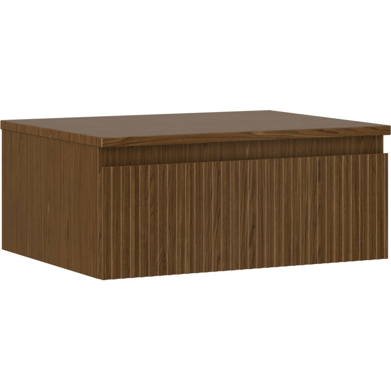 Mexen Rivel szafka łazienkowa podumywalkowa 60 cm z blatem, 1 szuflada, ryflowana , orzech - 91A20-06023-1-BFC86