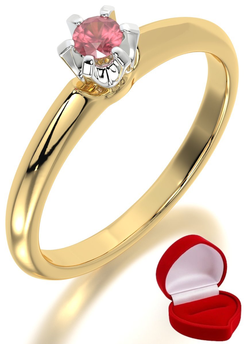 ZŁOTY PIERŚCIONEK ZARĘCZYNOWY 585 14k RUBIN 0,09 ct + PUDEŁKO R14