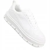 Sneakersy damskie - Damskie Sneakersy Big Star NN274373 Białe - Stylowe i Wygodne na Platformie - miniaturka - grafika 1