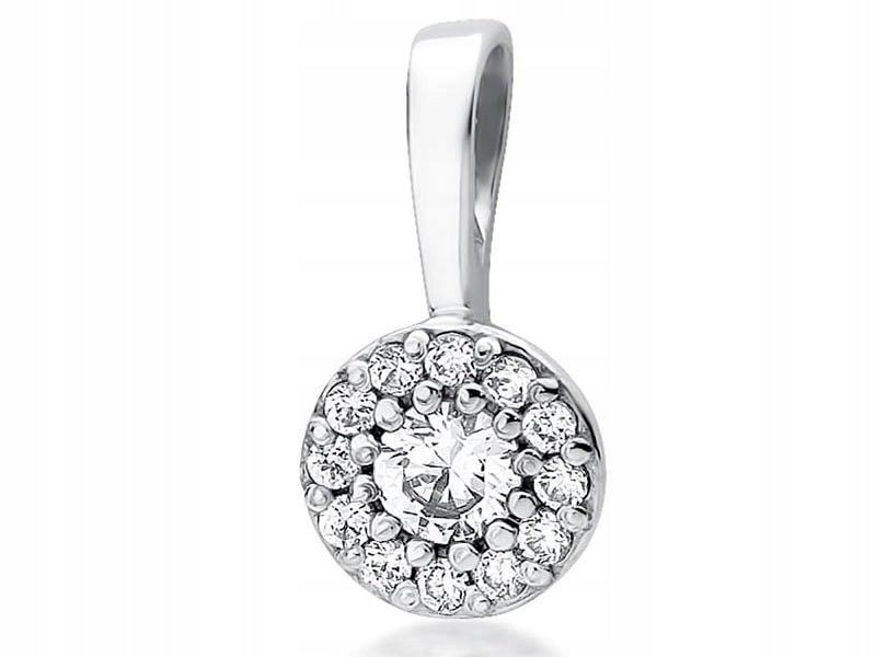 Złota przywieszka 585 z białym złotem i diamentami z diamentem na łańcuszek