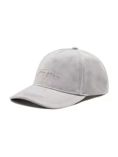 Czapki damskie - Tommy Hilfiger Czapka z daszkiem Lux Feminine Cap Velvet AW0AW10993 Szary - grafika 1