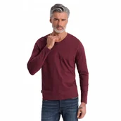 Koszulki męskie - Męski longsleeve 100% bawełna serek bordowy wygodny V8 OM-LSBL-0108 r. M - miniaturka - grafika 1