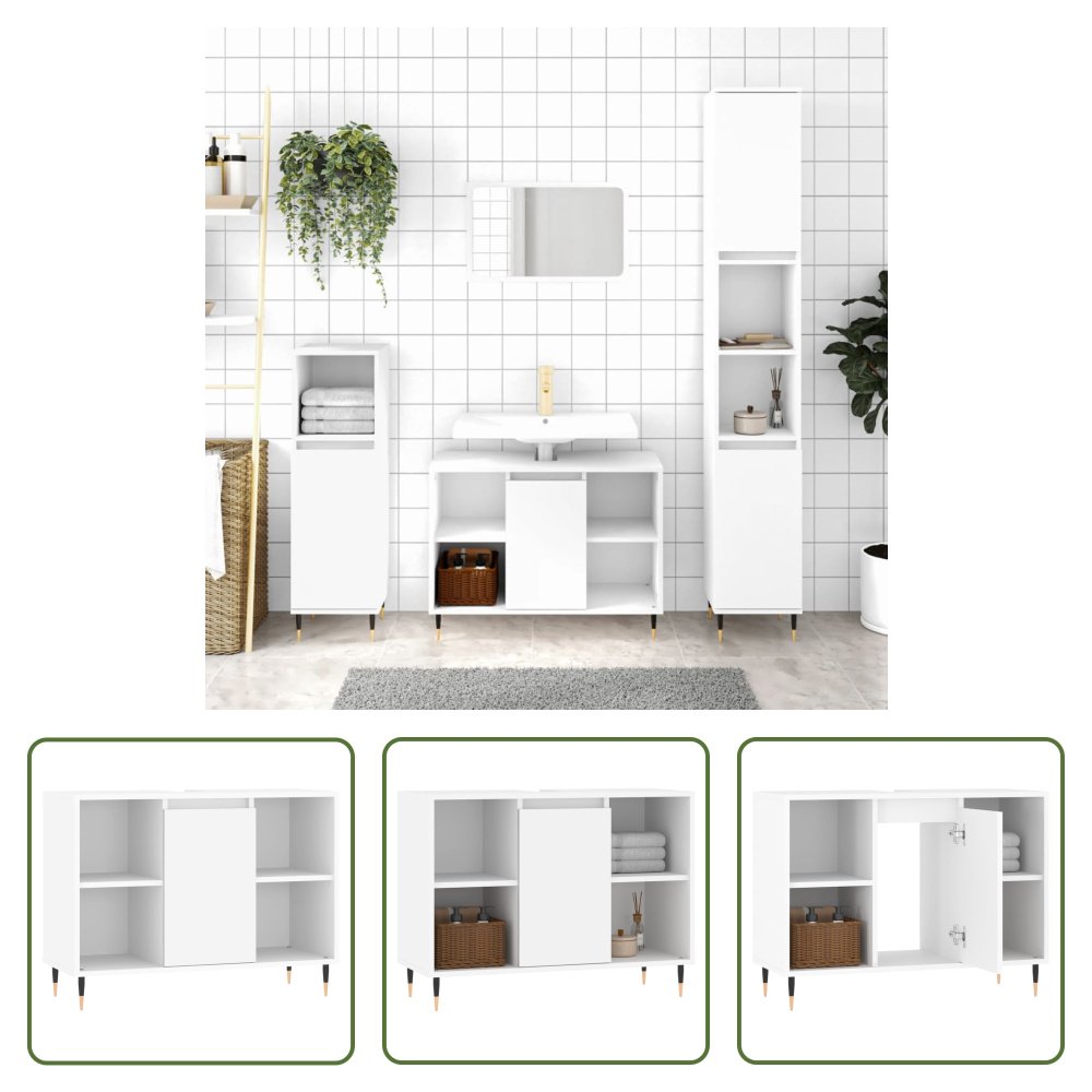 The Living Store Szafka łazienkowa biała 80x33x60 cm materiał drewnopochodny