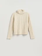 Swetry damskie - Reserved - Sweter z warkoczowym splotem - kremowy - miniaturka - grafika 1