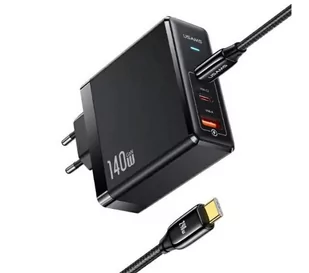 USAMS 2xUSB-C USB PD 140W Czarny - Ładowarki do telefonów - miniaturka - grafika 1