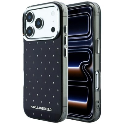 Etui KARL LAGERFELD IML Rhinestones Allover and Electroplated Logo do Apple iPhone 17 Pro Max/18 Pro Max Czarny