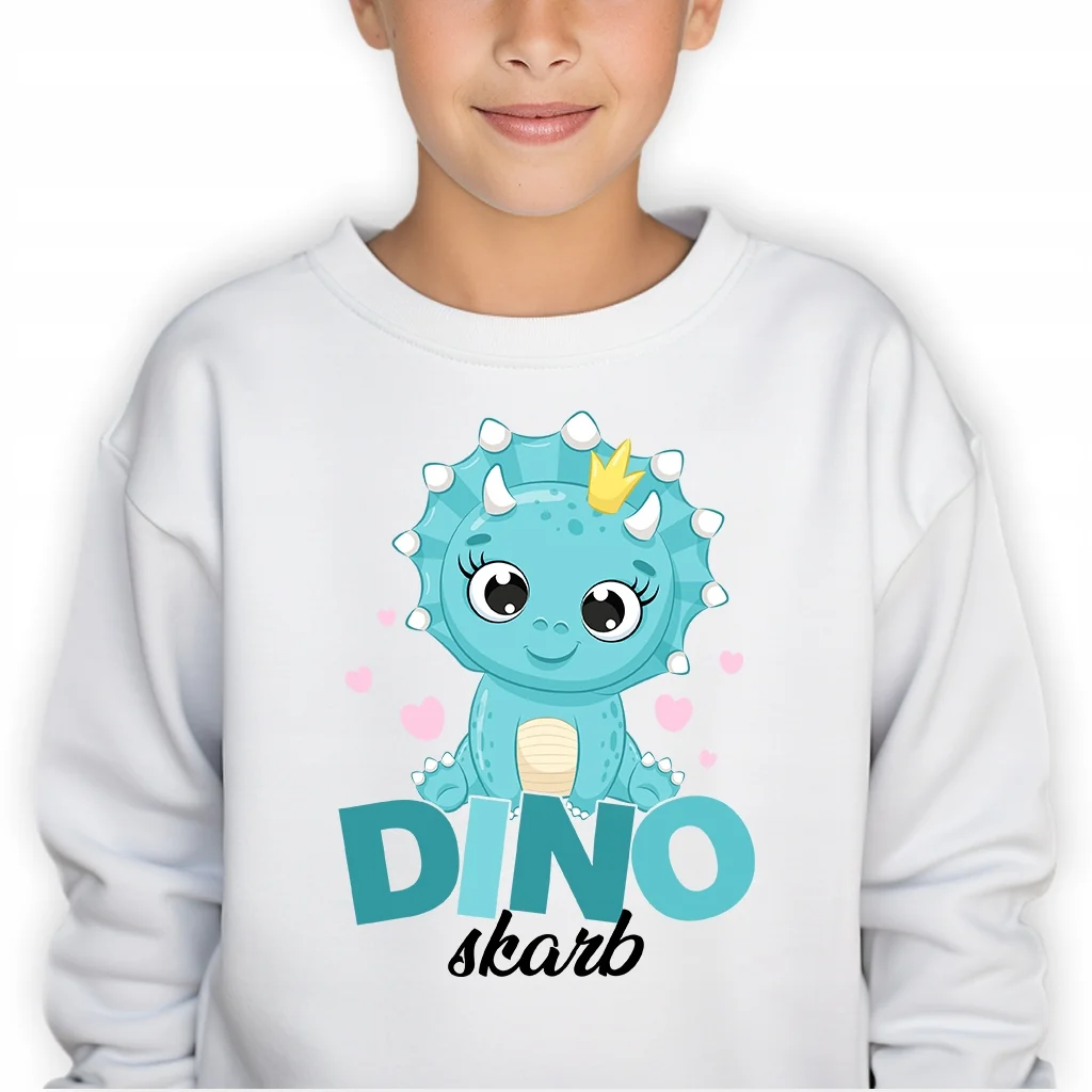 BLUZA DZIECIĘCA BEZ KAPTURA PREZENT URODZINY DZIEŃ DZIECKA DINO SKARB - 128