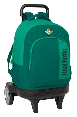 Safta REAL BETIS BALOMPIÉ - Duży plecak z kółkami, Compact Evolution, zdejmowany, idealny dla dzieci w różnym wieku, wygodny i wszechstronny, jakość i wytrzymałość, 33 x 22 x 45 cm, Woda zielona, M