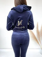 Spodnie sportowe damskie - WELUROWY DRES Z KAPTUREM PREMIUM LOGO MIELCZARKOWSKI - GRANAT - ETNEE - miniaturka - grafika 1