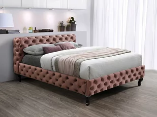 Signal Łóżko HERRERA VELVET 160X200 antyczny róż/wenge TAP. BLUVEL 52 - Łóżka - miniaturka - grafika 1