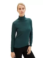 Swetry damskie - TOM TAILOR Damski sweter Basic z golfem, 10592-Midnight Forest Green Mélange, L - miniaturka - grafika 1
