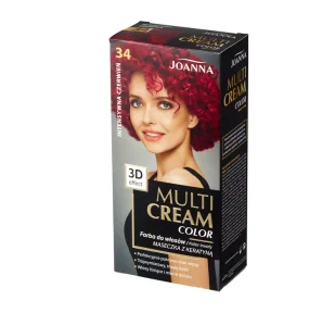 Joanna Multi Cream Color 34 Intensywna Czerwień - Farby do włosów i szampony koloryzujące - miniaturka - grafika 1