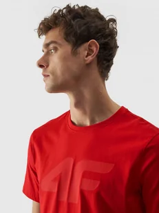 Męski t-shirt z nadrukiem 4F 4FWMM00TTSHM1844 - czerwony - Koszulki sportowe męskie - miniaturka - grafika 1