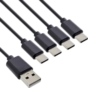 InLine® USB 4in1 Y-Ladekabel, 1x USB-A Stecker an 4x USB-C Stecker, schwarz 2m - Kable USB - miniaturka - grafika 1
