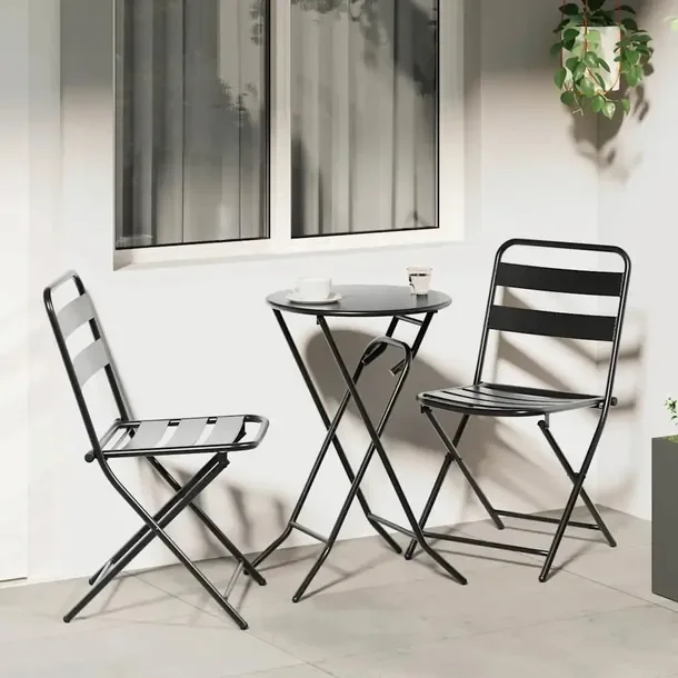 3-częściowy składany zestaw Bistro, metal, antracytowy, 50x50x72 cm