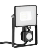 Lampy ogrodowe - V-tac naświetlacz LED Pro series) z czujnikiem ruchu PIR VT-10-S-B 10W 6400K 800lm IP65 czarny SKU 438 - miniaturka - grafika 1
