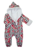 Pajacyki dla niemowląt - Niemowlęcy pajac ocieplany w kwiaty biały Nicol,r.68 - miniaturka - grafika 1