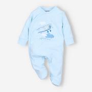 Błękitny pajac niemowlęcy SAMOLOTY z bawełny organicznej dla chłopca-56