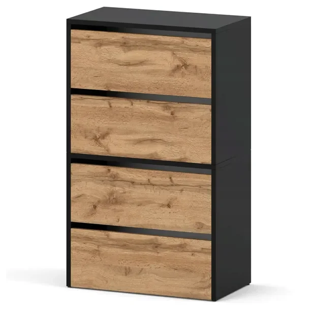 Szafka Na Buty Czarna Dąb Wotan 60 Cm Półka Stojak Regał Na Przedpokój Loft