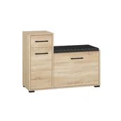 Meble do przedpokoju - Szafka na buty z siedziskiem CARO 06 Sonoma jasna + czarna ekoskóra - miniaturka - grafika 1