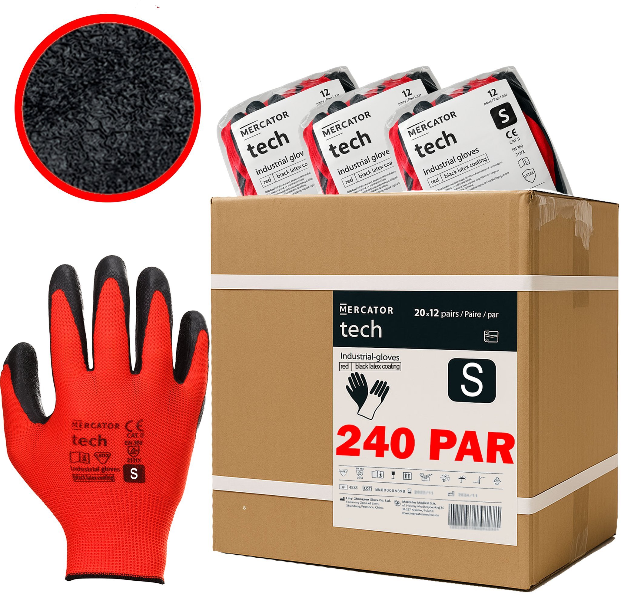 MERCATOR Tech Red+Black Latex - 240 Par 7 - S