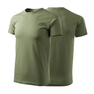 Koszulki męskie - Koszulka khaki z krótkim rękawem z logo na sercu męska z nadrukiem logo firmy 160g BASIC129 kolor 09 koszulka krótki rękaw - miniaturka - grafika 1