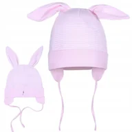 Czapki damskie - CZAPKA DZIECIĘCA WYWIJANA WIĄZANA Z USZAMI R.38 - miniaturka - grafika 1