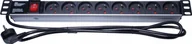 Kable - Kabel zasilający PremiumCord PremiumCord Panel napájecí 1U do 19" racku, 8x230V, přepěťová ochrana, 2m kabel, vypínač - miniaturka - grafika 1