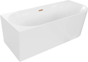 Mexen Mia wanna wolnostojąca narożna lewa 150 x 75 cm, biała, przelew miedź szczotkowana - 52691507500L-65 - Wanny - miniaturka - grafika 1