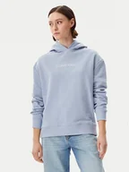 Bluzy damskie - Calvin Klein Bluza Hero Logo K20K205449 Niebieski Regular Fit - miniaturka - grafika 1