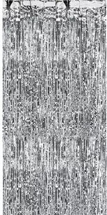 Kurtyna - zasłona na drzwi metaliczna srebrna - 2,4 m x 91 cm - Sylwester - miniaturka - grafika 1