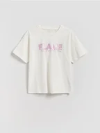 Koszulki dla dziewczynek - Reserved - Luźny t-shirt z nadrukiem - złamana biel - miniaturka - grafika 1