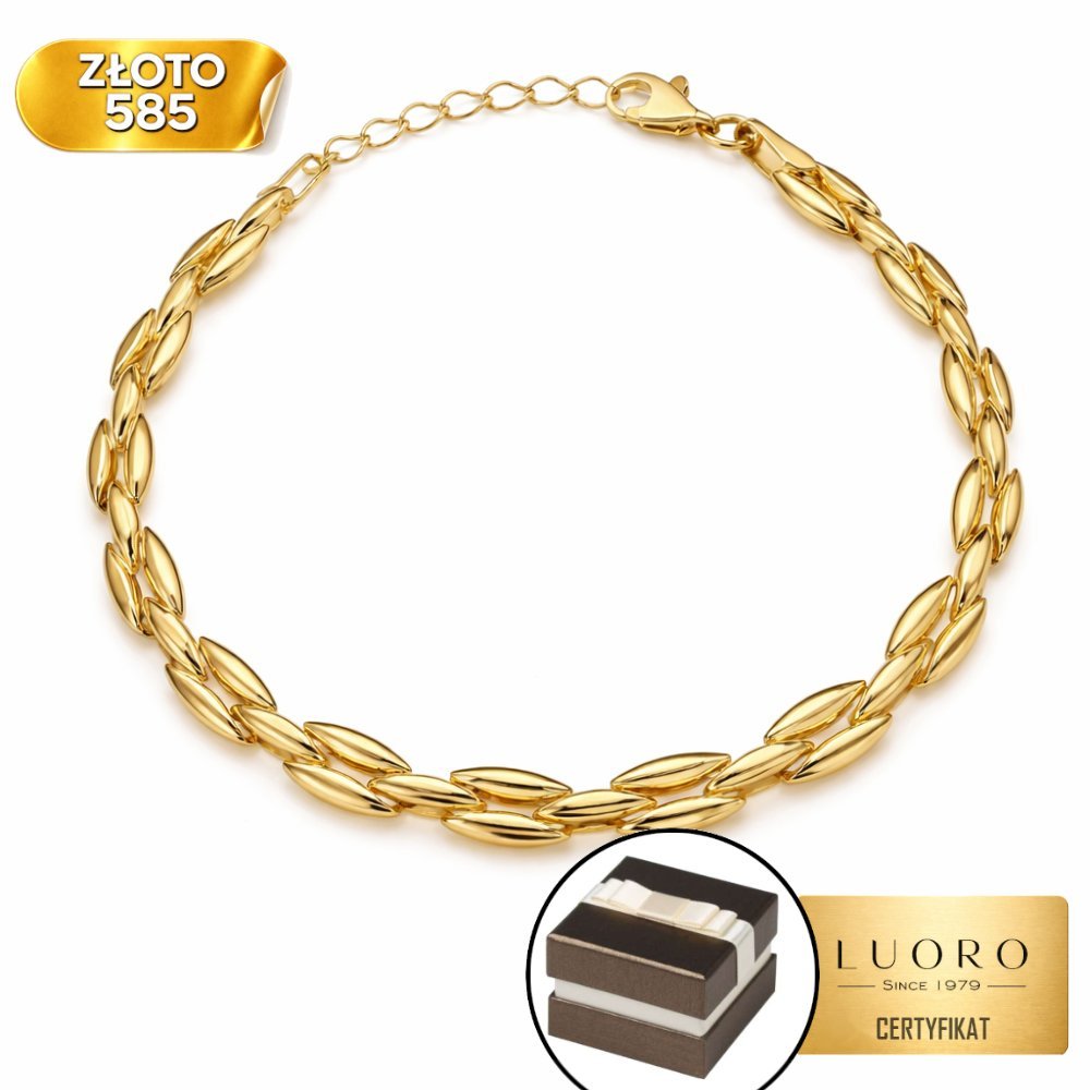 BRANSOLETKA ZŁOTA 585 14K ELIPSY 18 CM REGULOWANA ELEGANCKA PREZENT