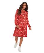 Sukienki - Joe Browns Damska sukienka z okrągłym dekoltem z falbanką w kwiaty na co dzień, czerwona, 8, Czerwony, 34 - miniaturka - grafika 1